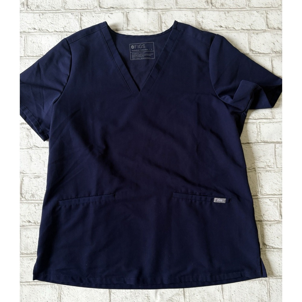 FIGS Technical Casma Scrub Top Size L Solid Navy Blue FW1100